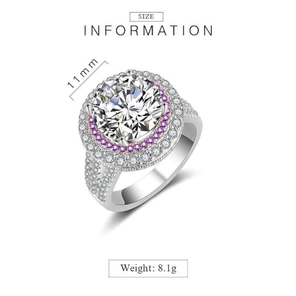 CZ Cocktail Ring, Size 8 - Picture 3 of 4